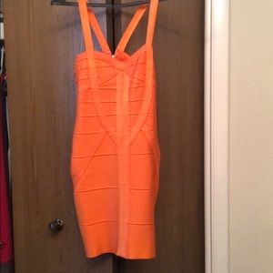 Orange bodycon cocktail dress
